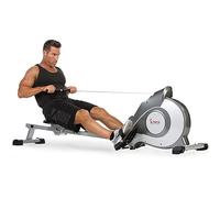 Sunny Health & Fitness Magnetic Rowing Machine, Folding Rower with LCD Monitor and Extra Long Slide Rail, 8 Level Resistance, Transport Wheels, Full Body Workout Equipment For Home, SF-RW5515