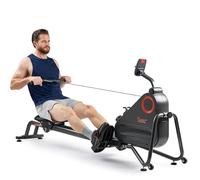 Sunny Health & Fitness Magnetic Rowing Machine for Home, 125cm Long Rail | Free SunnyFit App, Ultra-Quiet & Smooth, 16-Level Magnetic Resistance, Upright Storage, Ergonomic Padded Seat, Easy Assembly