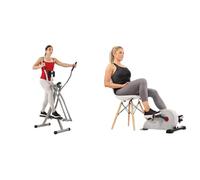 Sunny Health & Fitness Magnetic Under Desk Pedal Exerciser, Dual Function Mini Exercise Cycle Bike + Elliptical Cross Trainer w/ LCD Monitor, Air Walker Exercise Machines For Home Gym Workouts
