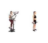 Sunny Health & Fitness Smart 2-in-1 Power Stepper with Resistant Bands & Handlebar + Adjustable 15 KG Dumbbell Set w/Carry Case, Space Saver, Secure Quick-Lock, Anti-Slip Steel Handle