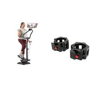 Sunny Health & Fitness Smart 2-in-1 Power Stepper with Resistant Bands & Handlebar + Locking Collar Clamps with Quick Release for Olympic Barbells for Pro Training
