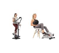 Sunny Health & Fitness Smart 2-in-1 Power Stepper with Resistant Bands & Handlebar + Magnetic Under Desk Pedal Exerciser, Dual Function Mini Exercise Cycle Bike