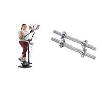 Sunny Health & Fitness Smart 2-in-1 Power Stepper with Resistant Bands & Handlebar + Sunny Health & Fitness 35.5 cm (14") Threaded Chrome Dumbbell Bar
