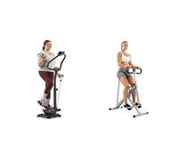 Sunny Health & Fitness Smart 2-in-1 Power Stepper with Resistant Bands & Handlebar + Upright Row-N-Ride Rowing Machine, Horse Riding Machine for Home Gym Use
