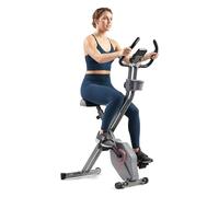 Sunny Health & Fitness Smart Folding X-Bike, Compact Exercise Bike for Home Use, 14-Level Magnetic Resistance, Free SunnyFit App Bluetooth Connect, Low-Impact Cardio Equipment for Home Gym Workout