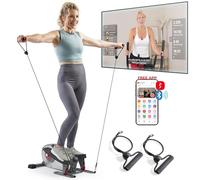 Sunny Health & Fitness Smart Mini Elliptical w/Resistance Bands for Leg & Arm Exercise,16 Resistance Levels Magnetic Sitting/Standing Pedal Exerciser w/LCD Monitor for Home Use,SF-E323054