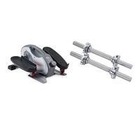 Sunny Health & Fitness Smart Portable Fully Assembled Magnetic Under Desk Elliptical Peddler + 35.5 cm (14") Threaded Chrome Dumbbell Bar