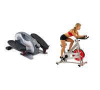 Sunny Health & Fitness Smart Portable Fully Assembled Magnetic Under Desk Elliptical Peddler + Indoor Studio Cycle Pro Exercise Bike with 18 KG Flywheel and Chain Drive