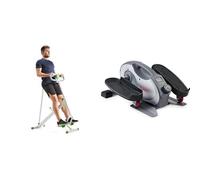Sunny Health & Fitness Smart Portable Fully Assembled Magnetic Under Desk Elliptical Peddler + Row-N-Ride Squat Assist Trainer for Glutes & Full Body Cardio Workout with Adjustable Resistance