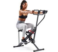 Sunny Health & Fitness Smart Row-N-Ride Squat Machine - Foldable Upright Trainer, Full-Body Workout for Glutes Quads Core, Adjustable Resistance Bands, Bluetooth SunnyFit App Sync, 150 kg Capacity