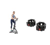 Sunny Health & Fitness Stair Stepper w/Handlebar, Extended Step Range Machine + Locking Collar Clamps with Quick Release for Olympic Barbells for Pro Training