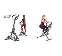 Sunny Health & Fitness Stair Stepper w/Handlebar, Extended Step Range Machine + Row-N-Ride™ PRO Squat Assist Trainer, Rowing Machine for Glute Workout