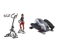 Sunny Health & Fitness Stair Stepper w/Handlebar, Extended Step Range Machine + Smart Portable Fully Assembled Magnetic Under Desk Elliptical Peddler