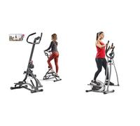 Sunny Health & Fitness Stair Stepper w/Handlebar, Extended Step Range Machine + Stepping Elliptical Machine, w/Ultra- Quiet Magnetic, Low Impact, Cardio Equipment