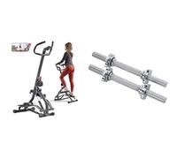Sunny Health & Fitness Stair Stepper w/Handlebar, Extended Step Range Machine + Sunny Health & Fitness 35.5 cm (14") Threaded Chrome Dumbbell Bar