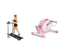 Sunny Health & Fitness Under Desk Smart Mini Pedal Exerciser, Dual Function Exercise Cycle Bike + Foldable Manual Treadmill, Compact Cardio Fitness, Durable Non-Electric Incline Exercise