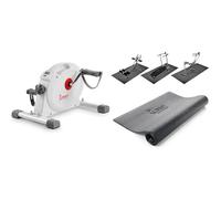 Sunny Health & Fitness Under Desk Smart Mini Pedal Exerciser, Dual Function Exercise Cycle Bike with Low Profile Design - SF-B023005WHT + Sunny Health & Fitness Mat