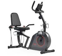 Sunny Health & Fitness Smart Recumbent Bike, Heavy-Duty Exercise Bike w/Workout Bands, Cushioned Seat, Free SunnyFit App Connection, Low-Impact Indoor Cycling Machine for Seniors,135KG Weight Capacity