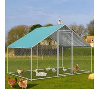 Sunny Heart Large Chicken Coop Run with Immersed Wire Mesh, Metal Chicken Coop for 6 Chickens Heavy Duty Chicken Run in for Yard with Waterproof Cover and Secure Lock(80" L x 118" W x 76.8" H)