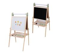 Sunny Luna Children's Wooden Easel, Beige | Double-Sided: Whiteboard/Blackboard | Magnetic Board, Paper Roll, Glass, Magnets, Chalk, Markers and Eraser | 50 X 55.5 X 115.5 Cm