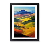 Sunny Mountain Landscape Framed Print | A2 Black Framed Wall Art | Ready to Hang | Modern Landscape Picture | Living Room Bedroom Lounge Office