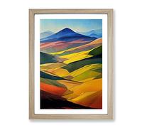 Sunny Mountain Landscape Framed Print | A3 Oak Framed Wall Art | Ready to Hang | Modern Landscape Picture | Living Room Bedroom Lounge Office