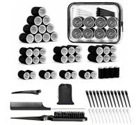 SUNNY NEST 69 Pcs Hair Rollers with Clips Set, 6.3cm Jumbo Large Hot Rollers for Big Volume, 2.5-5.5cm Small Medium Rollers for Short Hair, Kit with Comb Clips & Storage Box for Long Medium Short Hair