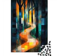 Sunny Path Inspired by August Macke - Geometric Abstract Landscape Art Jigsaw Puzzle for Adults, 1000 Pieces, 38x26cm/1000pcs, Fresh Winter Hobby, Relaxing Home Time And Winter Weekends