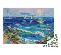 Sunny Sailing 1000-Piece Puzzle for Adults, 52x38cm/1000pcs, for A Quiet Evening Project at Home; White Cardboard for Cleaner Sorting
