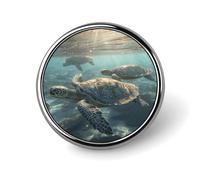 Sunny Sea Turtle Badge Holder Personalized Metal Button Pin Fashion Round Badge with Pattern Pin DIY Button Badges Exquisite Brooch Crafts Gift Clothes Decorative Pins