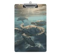 Sunny Sea Turtle Clipboard, A4 Acrylic Clipboard with Hanging Hole, Ultra-Light Clip Board - Holds 100 Sheets, Shatterproof Document Holder for Office, 12.5" X 8.5"