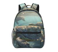 Sunny Sea Turtle Cute Backpack Waterproof Lightweight Casual Backpack One Size Daypack Travel Laptop Bag For Men Women