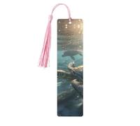 Sunny Sea Turtle Wood Bookmark for Book Lovers Birthday Teachers Gift, Handmade Craft Book Marks Ornaments with Tassel Exquisite Reading Page Markers for Men Women