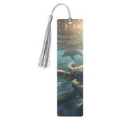 Sunny Sea Turtle Wood Bookmark for Book Lovers Birthday Teachers Gift, Handmade Craft Book Marks Ornaments with Tassel Exquisite Reading Page Markers for Men Women