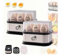Sunny Side Up Egg Maker, Multi-functional Electric Cooker with Stainless Steel, 4-Capacity for Breakfast/Kitchen, Egg Poacher & Frying in One for Soft, Medium, Hard Boiled (2pcs)
