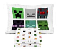 Sunny Side Up Minecraft Creeper & Animals Twin Sheet Set - 3 Piece Kids Bedding Set Includes Pillow Cover - Super Soft Microfiber Sheets