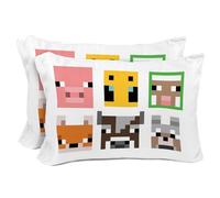 Sunny Side Up Minecraft Mobs & Animals 2 Pack Reversible Pillowcases - Double Sided Pillow Covers, Kids Super Soft Creeper Bedding