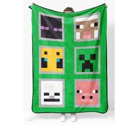 Sunny Side Up Minecraft Soft Plush Throw Blanket - Measures 46 x 60 Inches - Super Soft & Cozy Fleece Kids Bedding Features Creeper & Enderman