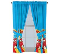 Sunny Side Up Window Curtains for Kids Bedroom 4-Piece Drape Set with 2 Tiebacks, Blue - Cars, 42" W x 63" L (Pack of 2)
