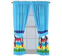 Sunny Side Up Window Curtains for Kids Bedroom 4-Piece Drape Set with 2 Tiebacks, Blue - Mickey Mouse, 42" W x 63" L (Pack of 2)