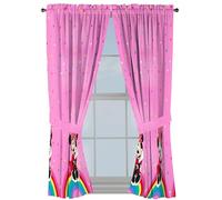 Sunny Side Up Window Curtains for Kids Bedroom 4-Piece Drape Set with 2 Tiebacks, Pink - Minnie Mouse, 42" W x 63" L (Pack of 2)