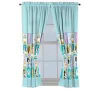 Sunny Side Up Window Curtains for Kids Bedroom 4-Piece Drape Set with 2 Tiebacks, Teal - Bluey, 42" W x 63" L (Pack of 2)