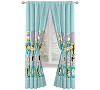 Sunny Side Up Window Curtains for Kids Bedroom 4-Piece Drape Set with 2 Tiebacks, Teal - Bluey, 42" W x 84" L (Pack of 2)