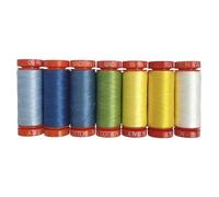 Sunny Skies by Jill Finley 7 Small Spools 100% Cotton 50wt - Ideal for Hand Embroidery, Quilting, Topstitching, Decorative Sewing - Made in Italy