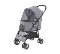 Sunny Sonny Pet Stroller for S/M Dogs & Cats up to 15kg, Kid Stroller，Foldable Portable Travel Carrier with Swivel Wheels, Rain Cover, Large Storage Basket, Zipper Entry & Safety Design (Grey)