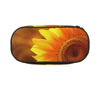 Sunny Sunflower Butterfly Printed Oxford Fabric Pencil Case with Spacious Design for School, Office, Travel - Multi-Use Stationery & Makeup Pouch