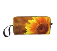 Sunny Sunflower Butterfly Prints Cosmetic Bag Makeup Bags for Women Travel Toiletry Bag Accessories Organizer with Handle, Zipper Closure