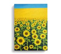 Sunny Sunflower Field Canvas Wall Art Print 30x20 Inch