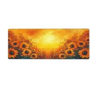 Sunny Sunflowerfloral Print Mousepad Laptop Keyboard Mat Large Mouse Pad With Stitched Edges Long Non-Slip Rubber Base Spring Desk Pad For Office Home Desk Decor, 31.5" X 11.8"