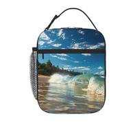 Sunny Wave Beach Prints Insulated Lunch Tote Bag Lunch Box Reusable Lunch Cooler Bag for Women/Men Work, Picnic, School, Travel